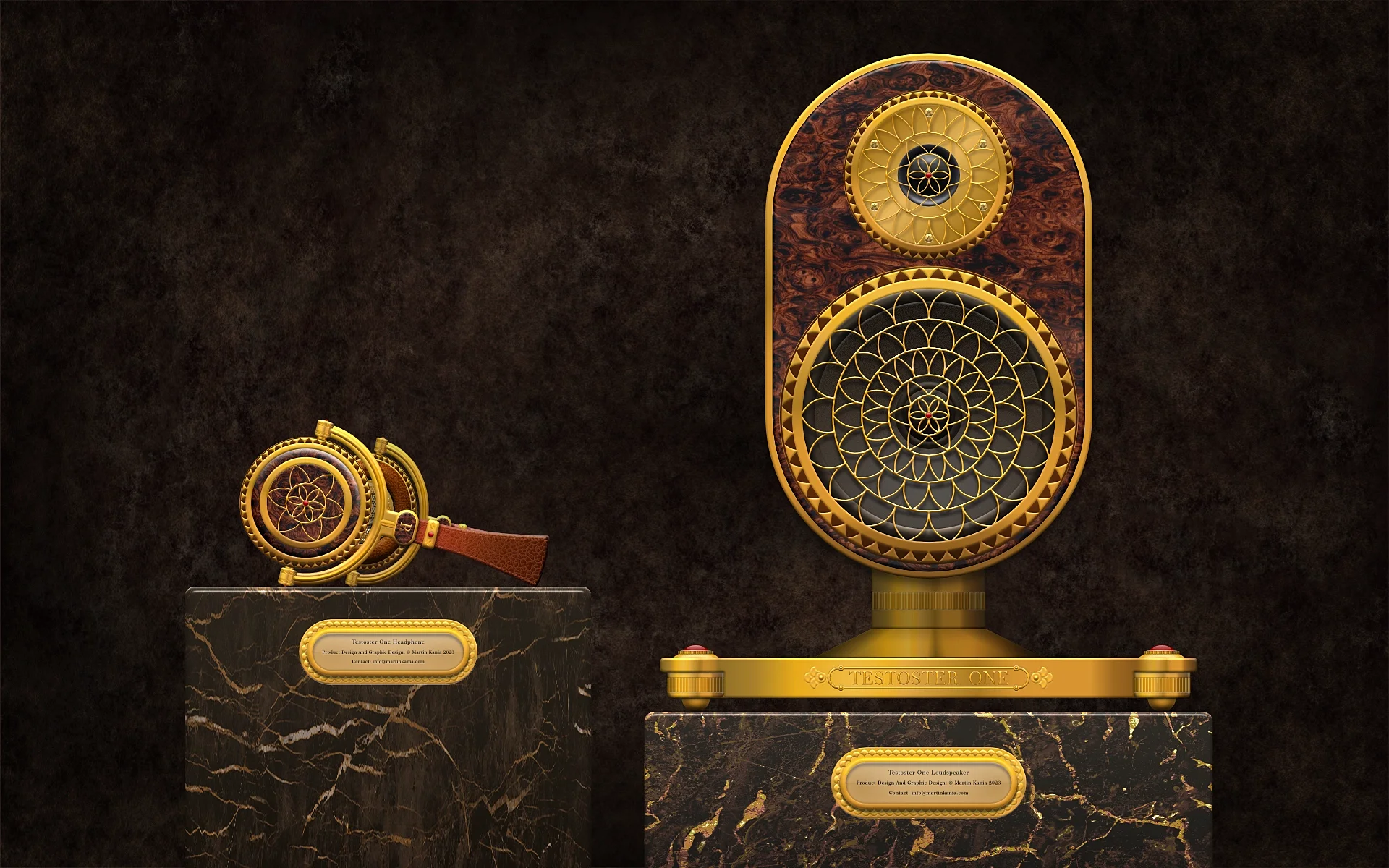 Speaker and headphones with a hint of steampunk - Martin Kania Design